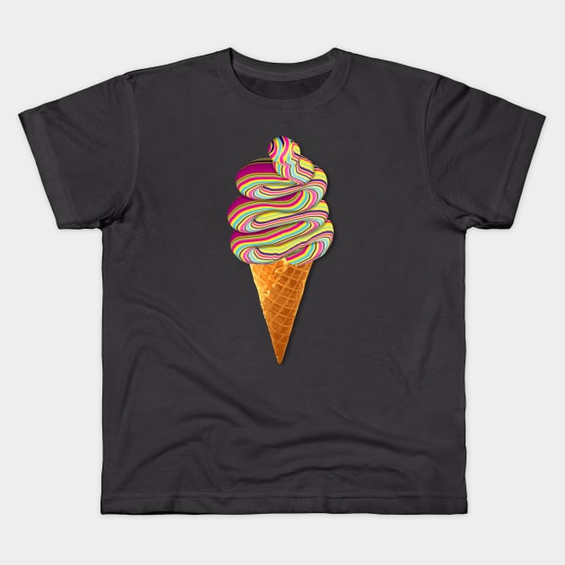 Trippy Soft Serve Icecream Art Kids T-Shirt by Ciara Shortall Art